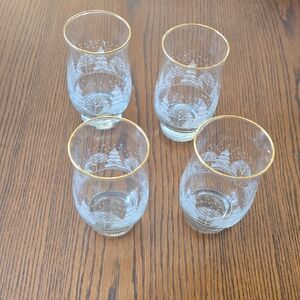 Arby's Winter Glass Tumbler Set with Gold Rim - 4 Pack
